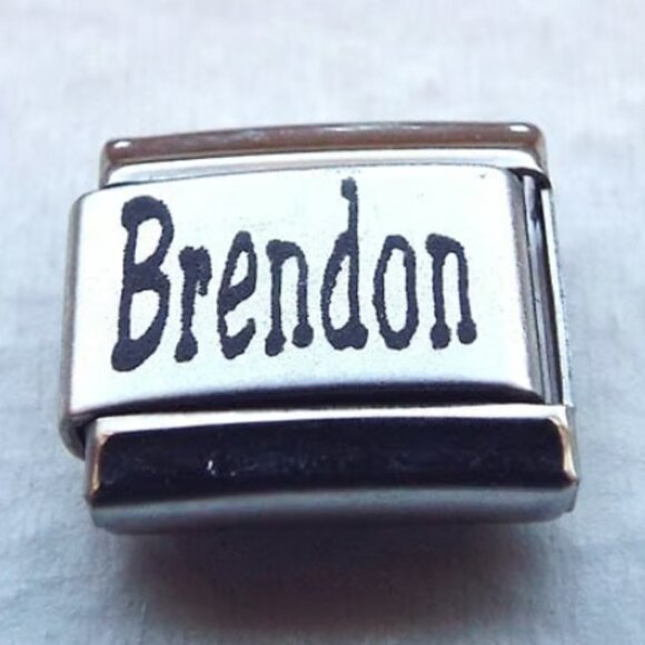 Name Brendon laser 9mm stainless steel italian charm bracelet link new - Picture 1 of 2